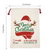 Noel Hediyesi Çanta Santa Sacks Tuval İpli Çanta Noel Şeker Hediye Çanta Ren Geyikleri Baskı Çantası Noel Dekorasyon BLSK833