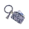 Women Fashion Leopard Leather Bracelet Keychain Credit Card Wallet O Key Rings with Tassel Wristbands Clutch Purse B177F4392526