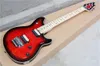 Factory Custom Red Electric Guitar with Flame Maple Veneer,Maple Fretboard,Double Rock Bridge,Can be Customized