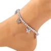 Charmantes femmes bracelets de cheville chaînes plaqué or Bling diamant CZ papillon tennis bracelets de cheville pour filles femmes pour fête de mariage cadeau chaud