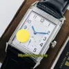 Top-versie ANF Reverso Flip aan beide zijden Dual Time Zone 2438522 Witte wijzerplaat Cal 854A 2 Mechanische handwindende heren Watch Flip WA181W