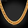 Whole-Gold Chain Necklace Men 18K Stamp 18K Real Gold Plated 6MM 55CM 22 Necklaces Classic Curb Cuban Chain Hip Hop Men 2052