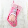 Pink Christmas Stocking Faceless Doll Flannel Christmas Hanging Decorative Stocking 4 pcs/set Pink Faceless Doll Decoration