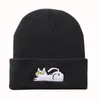 Женщины Beanie Gorros Зимние шапки Шляпы волос Шапочки Ленивый Cat вышивают Bonnet Для девочек Акриловая Hat