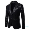 Hot Sale Men Shiny Gold Sequin Glitter Embellished Blazer Jacket Men Nightclub Blazer Wedding Party Suit Jacket Stage Singers Clothes