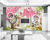ロマンチックな花3Dの壁紙Begonia花ロマンチックな桃の花3Dパーソナライズされた絵画リビングルームの寝室の壁紙の壁紙