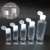 50PCS 5/10/20/30 ML plástico PET transparente Garrafa Vazia Garrafas de viagem Loção líquidos Dispenser Amostra Branco / Clear Virar Cap T200819