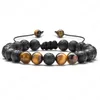 Handgjorda Natursten Lava Tiger Eye Pärlor Män Armband Justerbar Beaded Armband för Kvinnor Accessorie Yoga Bön Smycken