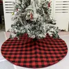 Búfalo xadrez de árvore de Natal saia vermelho preto duplo camadas xmas saia árvore 48 polegadas decoração festa de festa jk2008xb