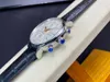 ZF Montre de Luxe 42mmx13.5mm Homens relógio de couro Watchband Botão dobrável 79320 Movimento Relógios Multifuncional