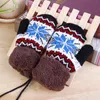 2021New Kids Size Cute Knit And Fleece Mittens For 3-7 Years Winter Warm Thick Gloves And Lovely Snowflake Pattern With Hang Rope