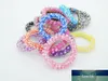 100Pcs High Quality Random Color Leopard Star Hair Rings Telephone Wire Cord Hair Tie Girls Elastic Hair Band Ring Rope Bracelet S276j