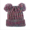 Baby Winter Hat Girl Lovely Double Ball Dziana Kapituła Berbeczka Ciepłe Skullies Caps Baby Crochet Pompom Caps Outdoor Ciepła czapka Lsk991