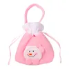 Рождественская розовая сумка на стволе розовый розовый снеговик Santa пункт подарочные пакеты дети конфеты ювелирные изделия матовый карман