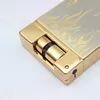 High-end Luxury Business Gold Brick Jet Metal Lighter Torch Turbo Grinding Wheel Butane Gas Lighters Flint Inflated Men Gift NO GAS