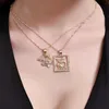 ALYXUY 2 pcs/set Fashion Dragon Crystal Pendant Necklace Gold Color Elegant Personality Jewelry Lucky Symbol Women Girls Gift