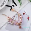 Hot Sale Fashion Luxury Designer Diamond Crystal Diy European Beads Sweet Heart Charm Bangle Armband för Woman Girls Rose Gold