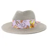 Design viola da spiaggia all'aperto con cappello da sole amanti del cappello jazz paglia a bordo piatto HA142