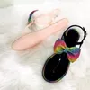 2020 Toppsäljare - Rom Hot Selling Wedges Summer Shoes Rainbow Diamond Bow Big Tofflor Jelly Women Sandals Stor storlek1