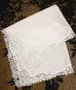 Set of 12 Home Textiles White Ladies Handkerchief 12 inch Embroidered crochet lace edges hankies hankyFor Bridal2350
