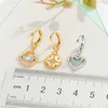 Hoop Huggie 1 Paar Einzigartige Kompass Doppelte Hohle Runde Herzen Liebe Ohrringe Für Frauen Gold Strass Baumeln Einfache Earing Schmuck1