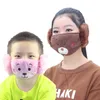 6Style 2 i 1 barn tecknad björn ansiktsmask med plysch öronmuffar tjocka och varma barn mun masker vinter mun-muffle gga3660-2