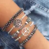 Fashion Antique 925 Silver Bangle Open Cuff Women Bracelets Cute Moon and Star Daisy Bangles for DIY Jewelry Wholesale