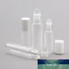 5 10 ml heldere rol op glazen fles lege geurparfum Essentiële olieroller Balflessen 10 ml 1/3oz Glasroller Wit Plastic Deksel fles