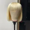 Ishow Brazilian 613 Blonde Colored Short Bob Wigs Straight Human Hair Wigs with Bangs Indian Hair Peruvian None Lace Wigs for Blac260S