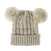 Quente crianças malha Chapéus de Inverno Childrens Lã bola Gorros PomPom Hat Menino e menina Caps única dupla bola partido Beanie Cap chapéus KKA8038