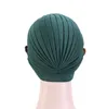 Turban Hat Female Pure Hair Band Hat Button Headband Turbante Headwear Sleep Hat Adult Beadana Hendwarp Chemo Towel Hair Accessori3863666