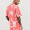 2 Pieces Sets Summer Tiedye Printing Tracksuit Men Casual Fashion Floral Print Shirts shorts Set Mens Beach Hawaiian Clothi228o