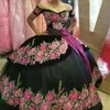 2020 Black Quinceanera Dresses Apprique Puffy Skirt Sweet Sweet 16 Dress Long Destidos de 15 Ball Gown Prom Gowns227U