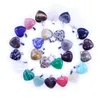 Fancy Heart natural Stone Gemstone Pendants High Polished Loose Beads Silver Plated Hook Fit Bracelets and Necklace mixed