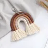 النسيج قوس قزح سلاسل المفاتيح للنساء شرابة macrame أقراط مفتاح حامل المجوهرات A69F