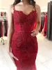 Populär Ny stil Sweetheart Spaghetti Straps Appliques Vestido Fiesta Red Prom Dress Lace Mermaid Long Evening Prom Dresses