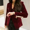 2020 Sonbahar Kadife Blazer Resmi Çalışma Küçük Takım Ceket Kadınlar İnce Uzun Kollu Bayanlar Blazers Feminino Kadın Altın Düğmesi M140