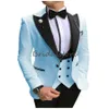 Slim Fit Ivory Black Blue Groomtuxedos För Formell Bröllopsdräkt Tre Pieces Noble Grey Business Occasure Wear Män Passar 2020 Bröllop Tuxedo