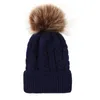 Fashion Kids Twisted Knit Solid Colors Beanies With Pom-pom Ball For 0-2 Years Old Baby Warm Cute Winter Hat