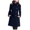 2020 Womens Winter Lapel Wool Coat Trench Jacket Lång ärm Overcoat Outwear Abrigos Mujer Invierno 2020 Camel Coat Plus Size Size