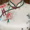 Этническая одежда Китайский стиль формальное платье Cheongsam женщин шелковый атлас длинный qipao старинный элегантный печатный цветок