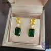 Natural Green Emerald Earrings Gold Fine Jewelry Stud Emerald Earrings 925 Sterling Silver Personlig födelsedagspresent1867001