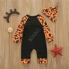 Noworodka Halloween Panicy Kombinezon z Cap 2 Kawałek Kombinezony Nowi Chłopcy Dziewczęta Jednoczęściowy Ogólny Maluch Niemowlę Patchwork Playsuit D82608