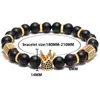 Armband Pave Black CZ Zirconia Gold King Crown Charm Armband Men Stone Bead Armband Valentine Mens smycken Handmade3711283