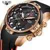 2020 Lige Sport Watch Men Top Brand Luxury Chronograph Silicone Strap Quartz Mens Watch