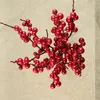 PE 베리 붉은 과일 식물 딸기 인공 꽃 붉은 체리 가지 꽃 크리스마스 장식 웨딩 장식 사랑 선물 30 pcs