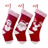 Nouveau 3 Style Noël décoration intérieure rouge à tricoter chaussettes jacquard sac cadeau cerf bonhomme de neige Père Noël chaussettes décoratives 500Pcs T50040