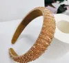 Koreaanse haaraccessoires Sponge Hair Band Eenvoudige brede rand Glanzende handgemaakte kralenhoofdband 6 kleuren Groothandel
