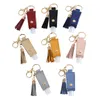 Hand Sanitizer Bottle Cover Pu Leather Tassel Keychain Portable Key Ring Storage Påsar Hemlagringsorganisation WB2727