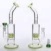 28 cm Tazón Tamaño de la junta 14,4 mm Cachimbas Bongs de vidrio verde fluorescente dos funciones Dab Rigs Neumático Perc Arm Tree Dab Rigs Fumar bong